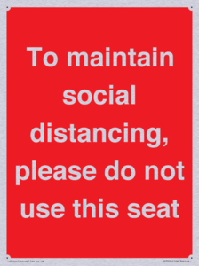 To maintain social distancing, please do not use this seat